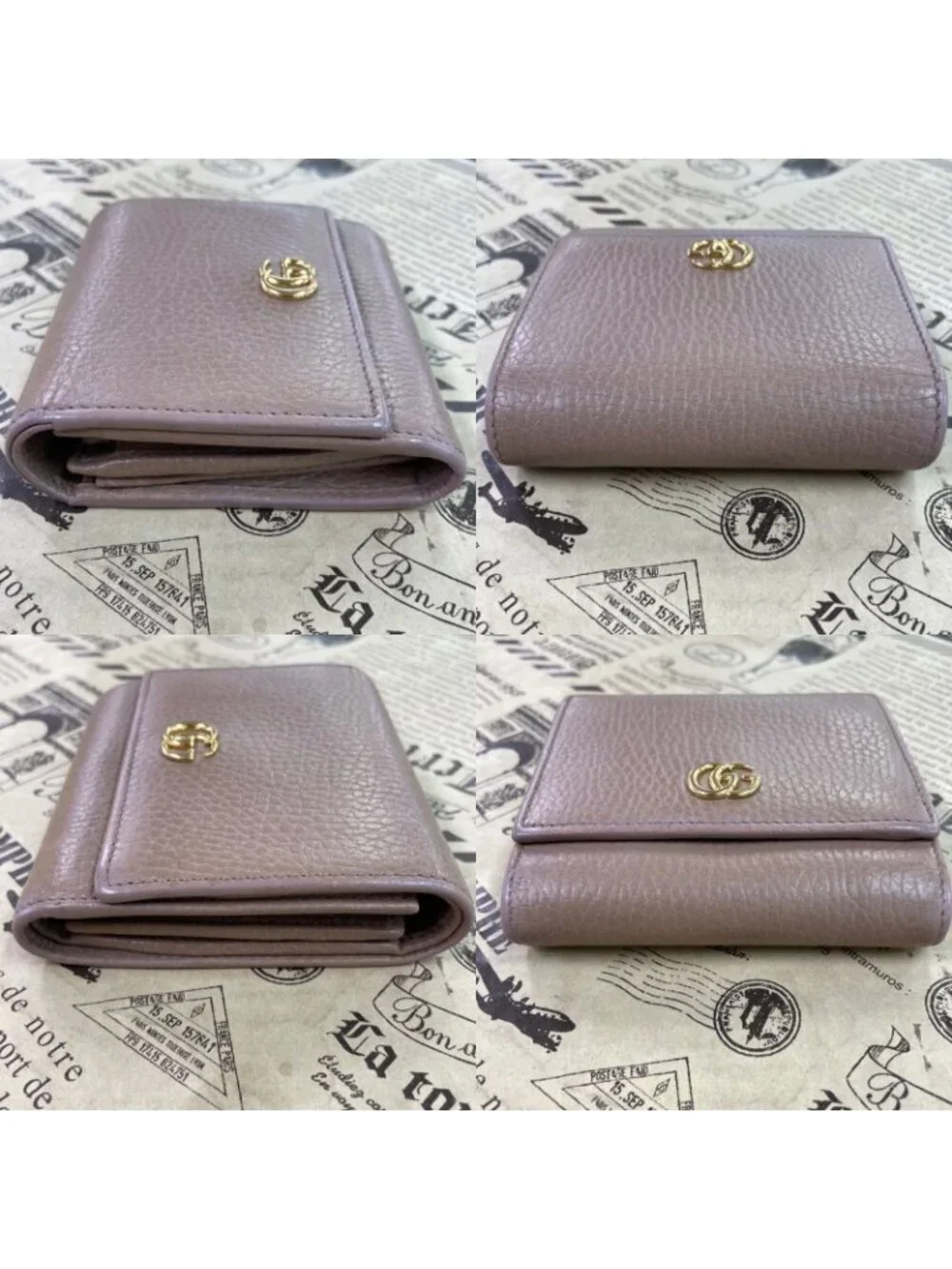 Gucci Fold Wallet Compact Leather GG Marmont Gray - Picture 4 of 15